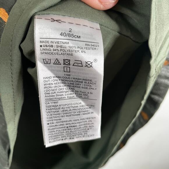 Banana Republic Olive Green Gold lined Short Dress Sheer Sleeves size 2 Evening - Picture 10 of 13